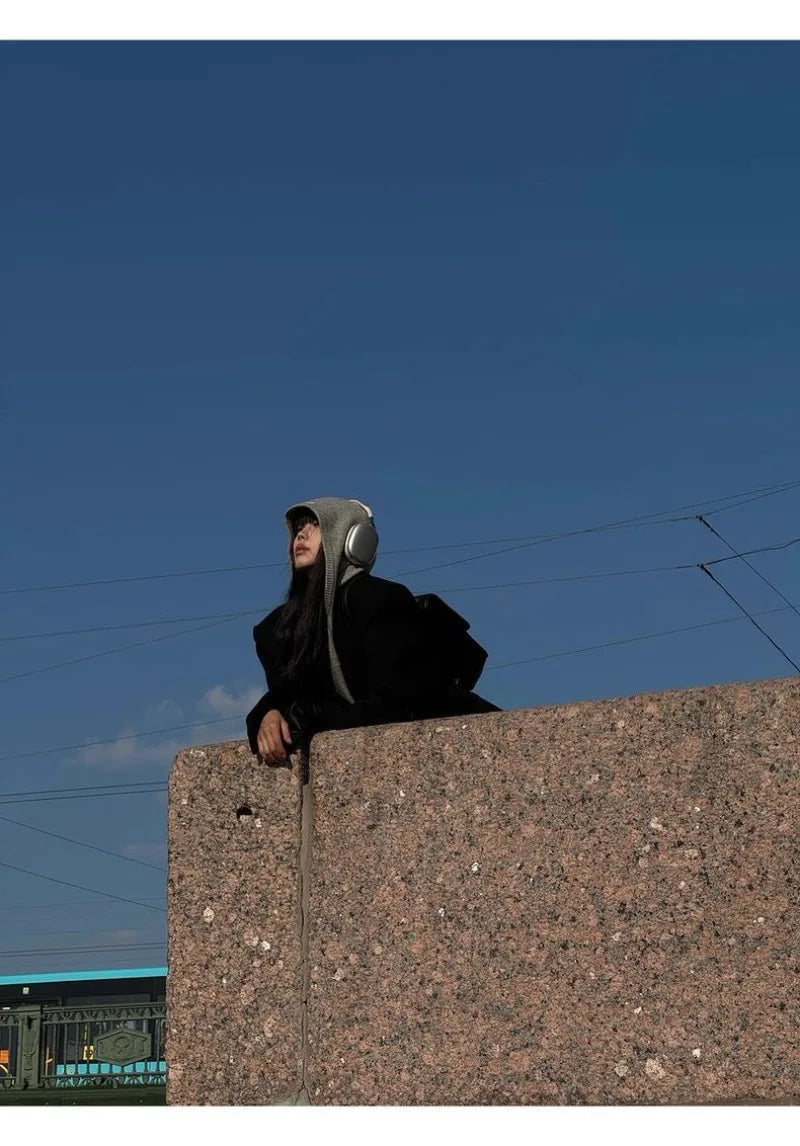 Sweater Set Women American Vintage Hooded Long Sleeve Cardigan Straight Shorts Grey Two Piece Outfit Fall Winter Streetwear Set