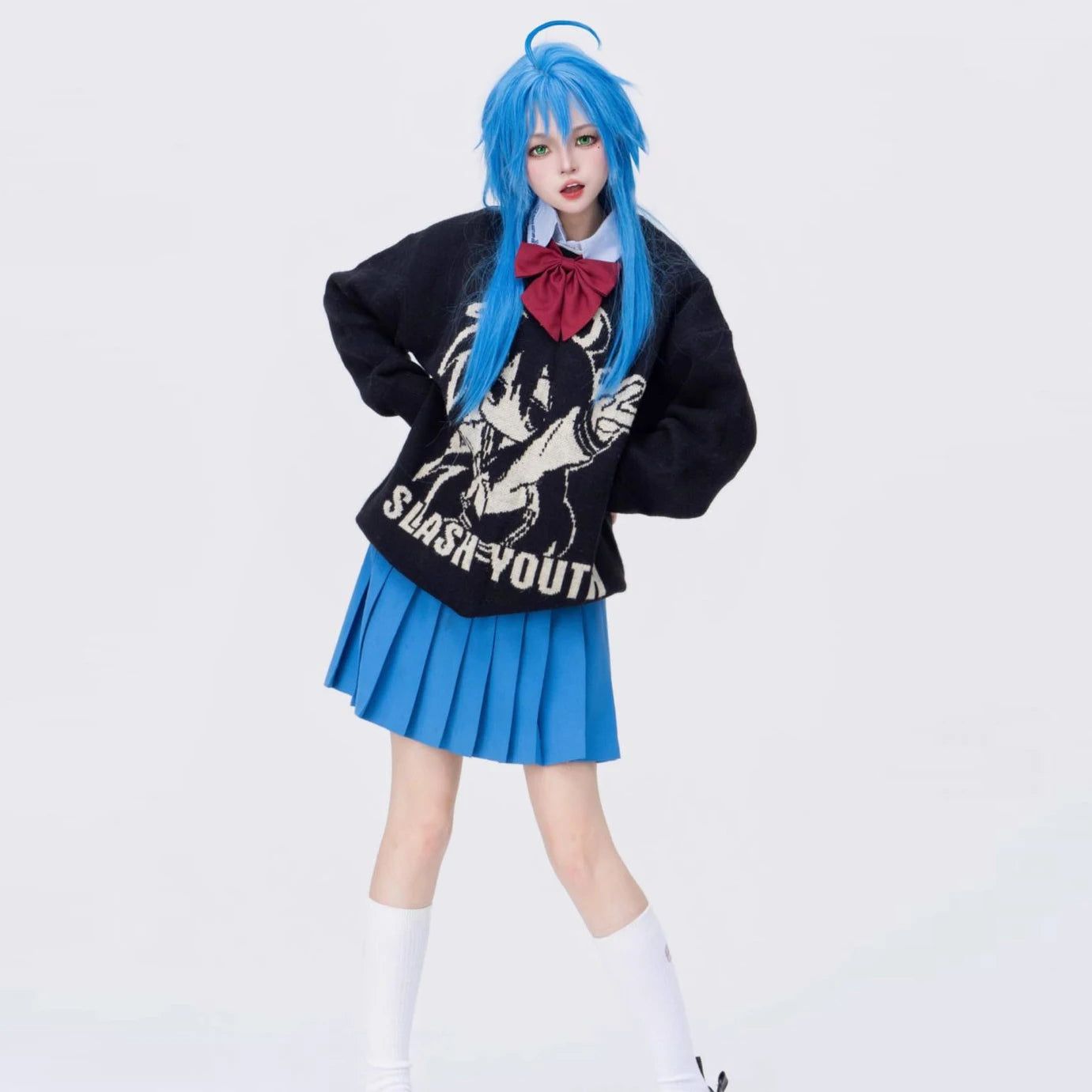 Sweater Women Japanese Cartoon Printed Pullover Knitwear Winter Chic Kawaii Sweaters O-neck Loose Cute Jumpers Tops Y2k Clothing