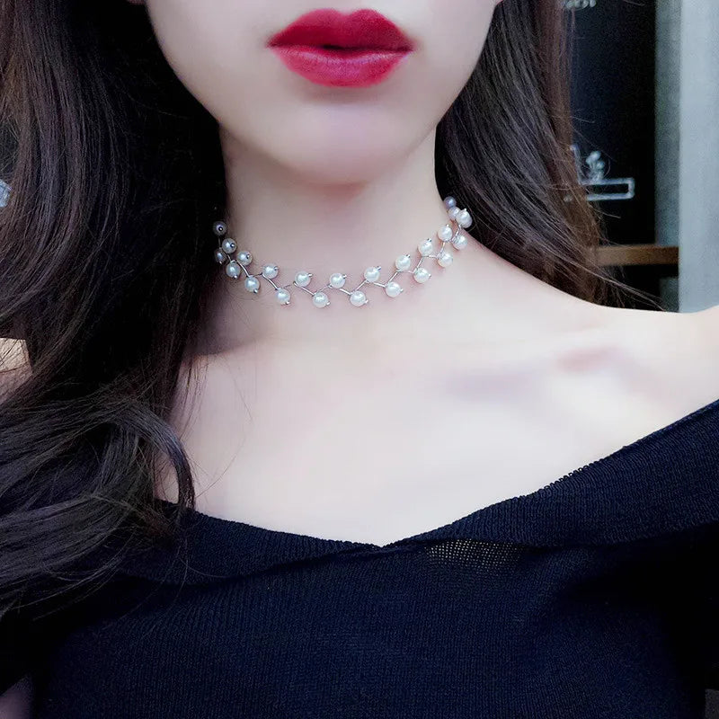 Trendy Pearl Necklace Korean Fashion Jewelry for Women Neck Chain  Choker Collar Accessories Gift Short Necklace Chain Female