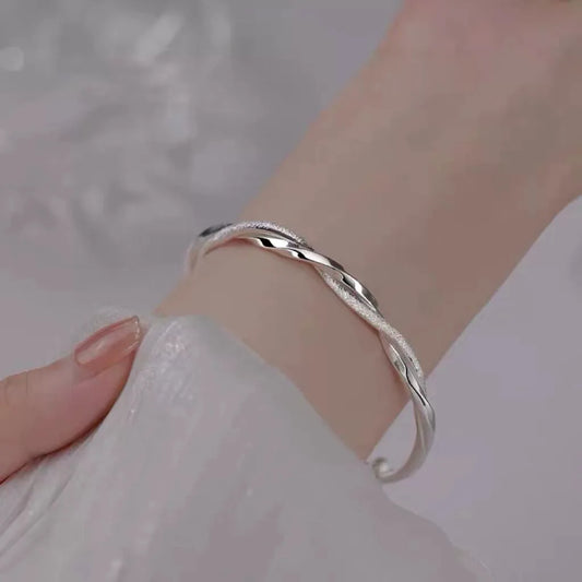 925 Silver plated original pretty weave bracelets Bangles for women fashion party wedding engagement jewelry Adjustable size