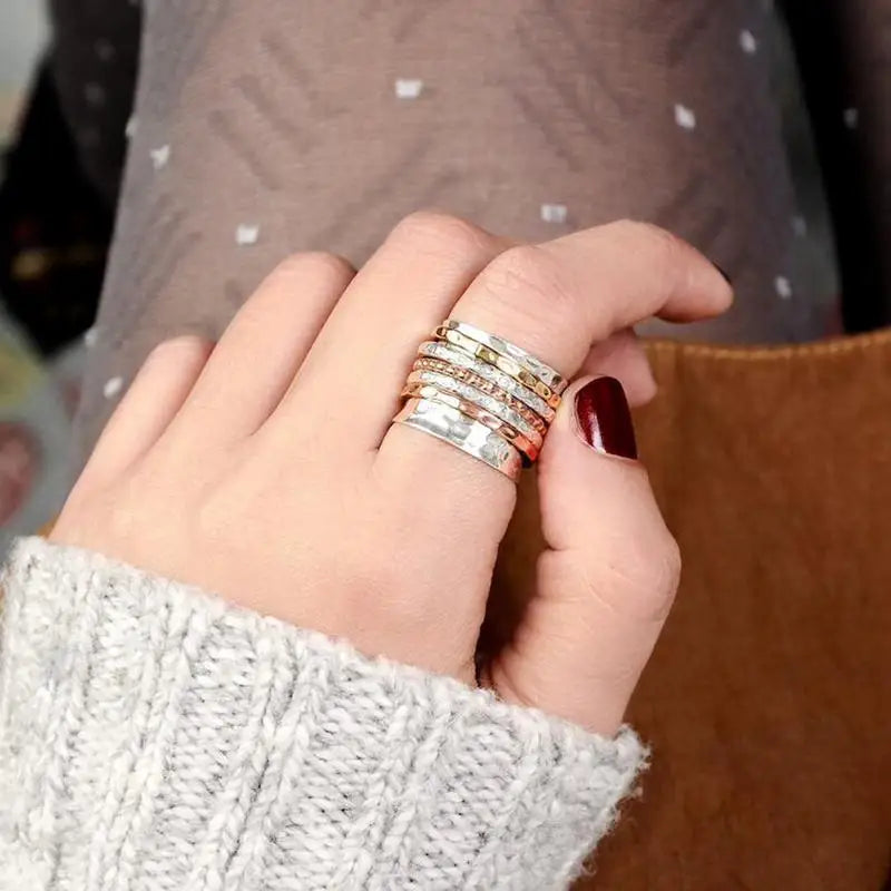 Rotating Ring Spinner Ring For Women Anxiety Reliefs Ring Band Daughter Ring From Mom Adjustable Ring For Women Or Girls