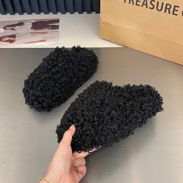Shoes Woman 2025 Cover Toe Slippers Casual Platform Fur Flip Flops Pantofle Luxury Plush New Slides Shoes Woman 2024 Plush Slipp
