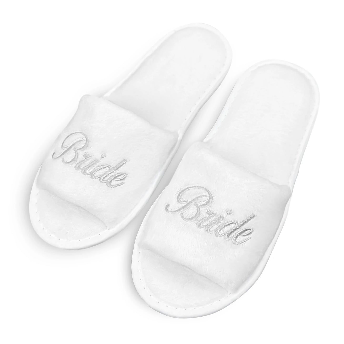 Bridal Party Slippers Set, With Embroidery, Lightweight Cozy Soft Sole Flats, for Brides, Bridesmaids, Guests & Bachelorettes