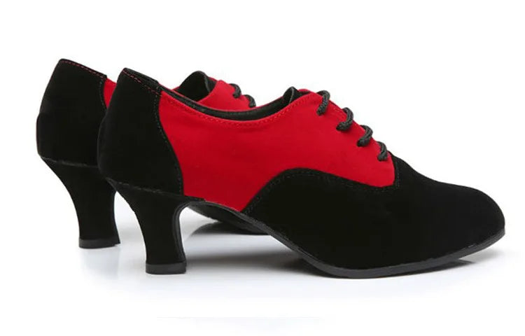 Customized Women's Adult Baotou Salsa Modern Latin Dance Shoes with A Soft Sole Canvas Surface Anti Slip Breathable Dance Shoes