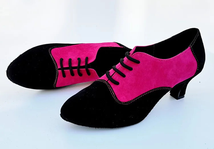Customized Women's Adult Baotou Salsa Modern Latin Dance Shoes with A Soft Sole Canvas Surface Anti Slip Breathable Dance Shoes