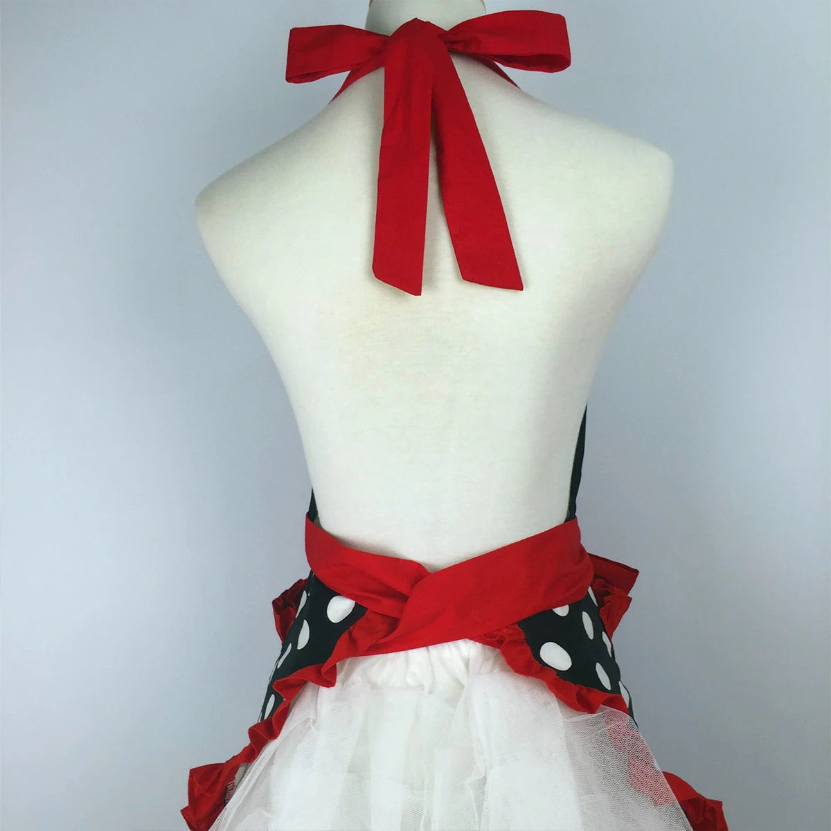 Kitchen Cooking Apron Retro Polka Dot Aprons Ruffle Side Vintage Cooking Aprons with Pockets Adjustable Kitchen Aprons for Women