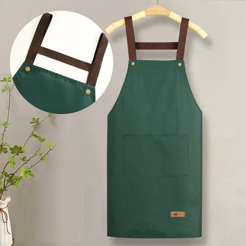 Kitchen Cooking Apron - Unisex Cute Adjustable Waterproof Canvas Aprons, Ideal for Chefs, Servers & Gifts