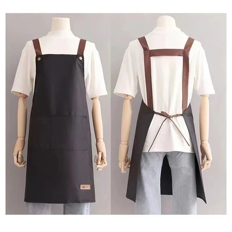 Kitchen Cooking Apron - Unisex Cute Adjustable Waterproof Canvas Aprons, Ideal for Chefs, Servers & Gifts