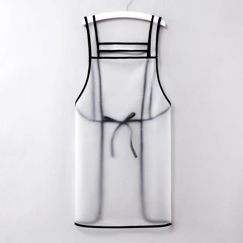 Kitchen Waterproof Apron Transparent Ladies Men Home Aprons Wipeable Oil Resistant Baking Accessories BBQ Restaurant Cafe Aprons