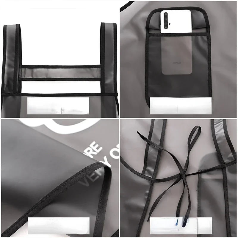 Kitchen Waterproof Apron Transparent Ladies Men Home Aprons Wipeable Oil Resistant Baking Accessories BBQ Restaurant Cafe Aprons