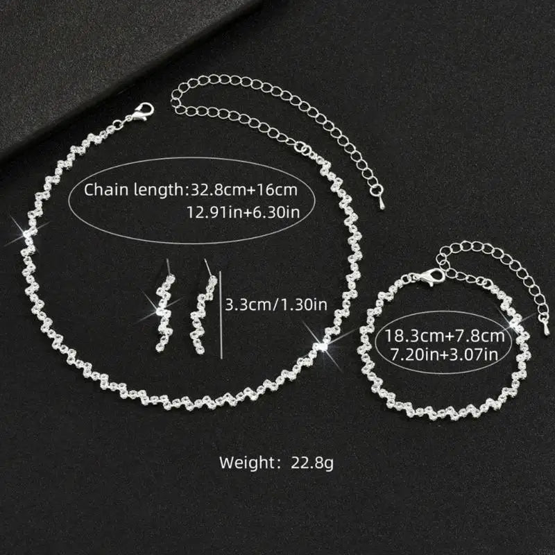 57QA Dazzling Rhinestones Crystal Bridal Jewelry Unique Bride's Jewelry Set Rhinestones Necklace Bracelet Earrings Ensembles