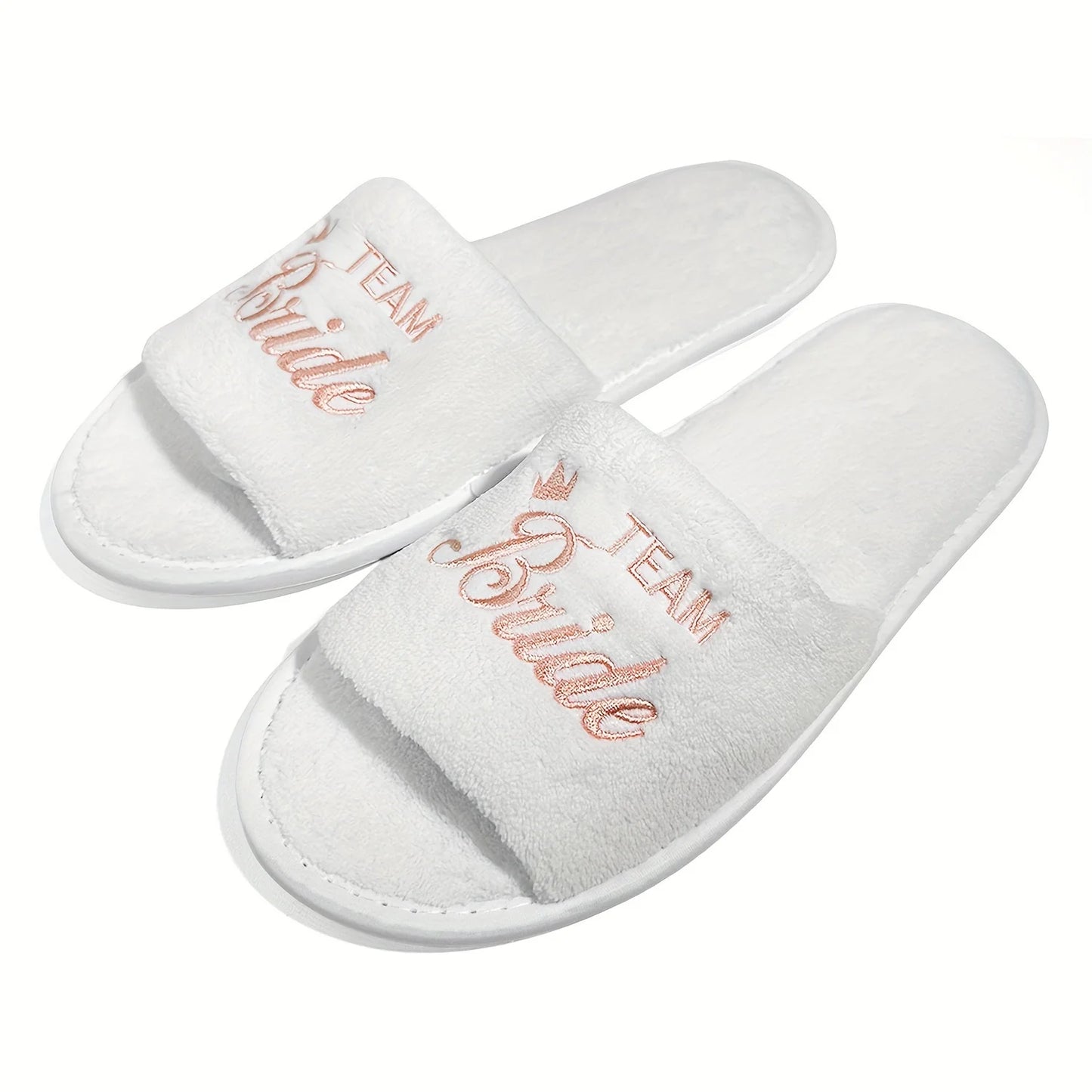 Bridal Party Slippers Set, With Embroidery, Lightweight Cozy Soft Sole Flats, for Brides, Bridesmaids, Guests & Bachelorettes