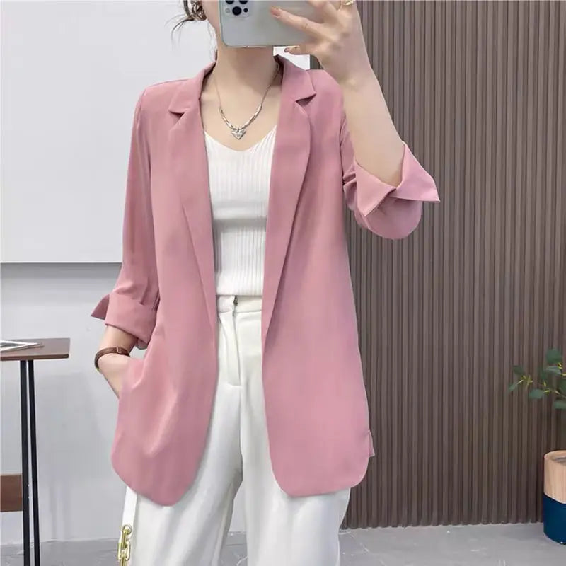 Purple Blazers Jacket for Women Fall Outfits Korean Long Trend Clothing Casual Women's Blazer Suits Tailoring 2024 Spring Coats