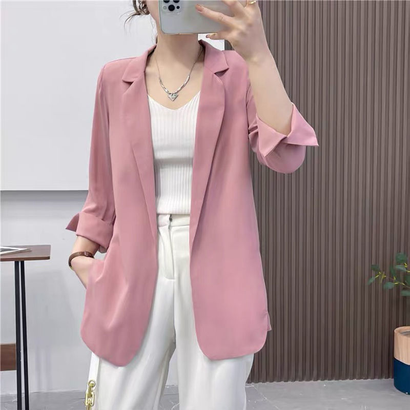 Purple Blazers Jacket for Women Fall Outfits Korean Long Trend Clothing Casual Women's Blazer Suits Tailoring 2024 Spring Coats