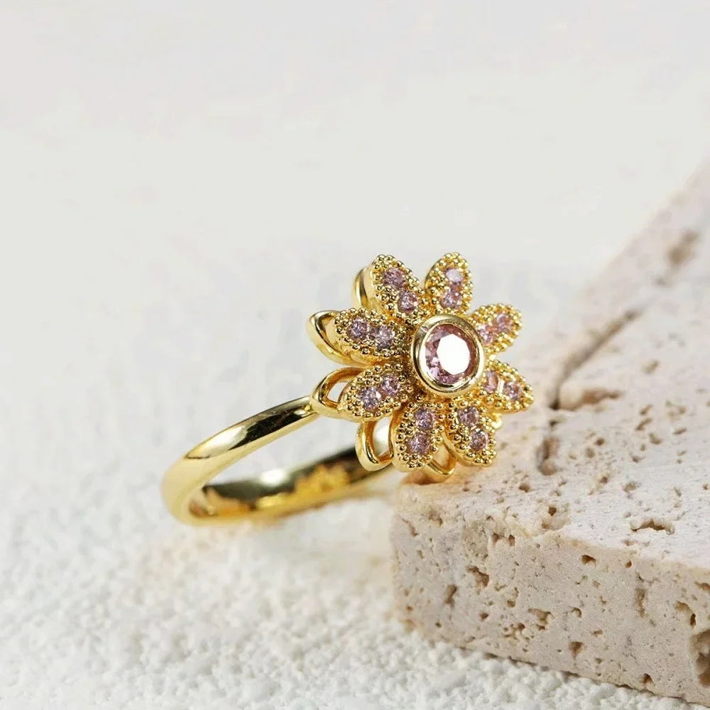 AAA Zircon Simple Geometric Ring Elegant Women's Daily Work Opening Adjustable Rings for Women Bridal Engagement Jewelry Gift