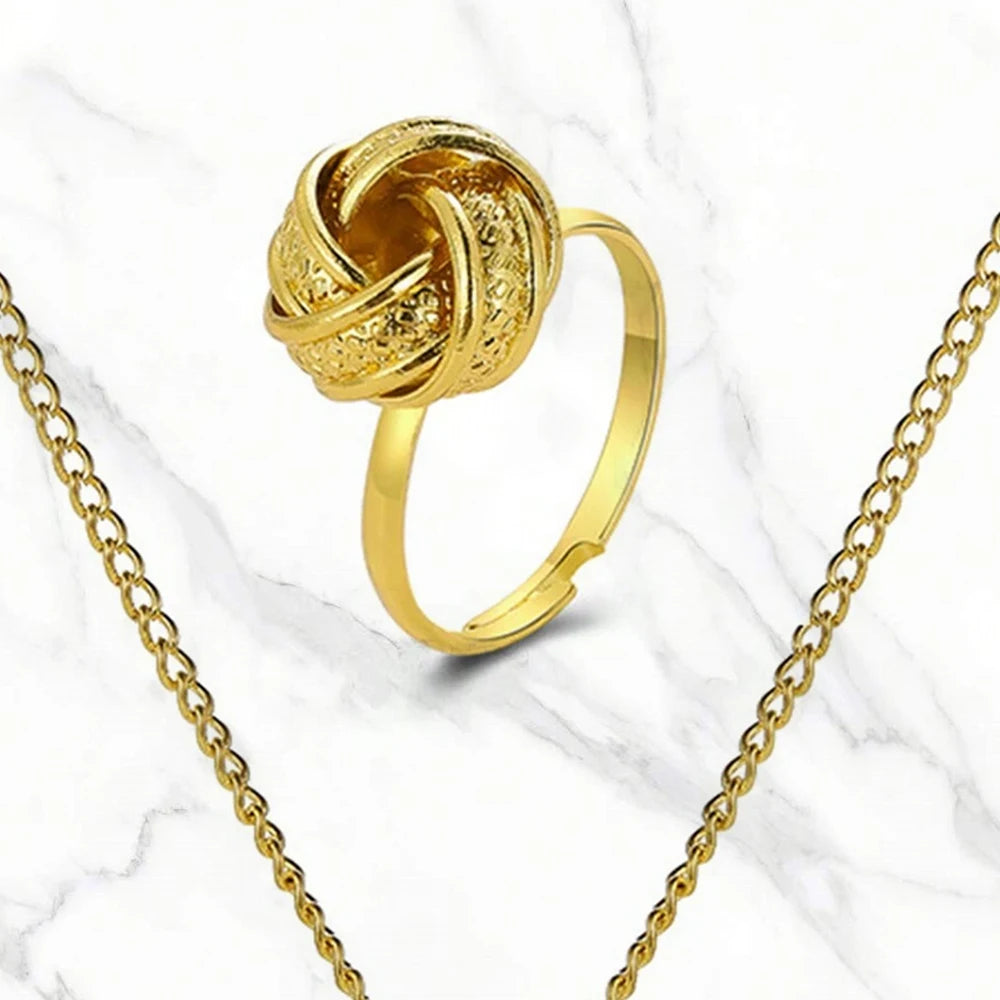 4pcs/set Twist Design Jewelry Set Simple Geometric MetalNecklace Stud Earrings Ring Set