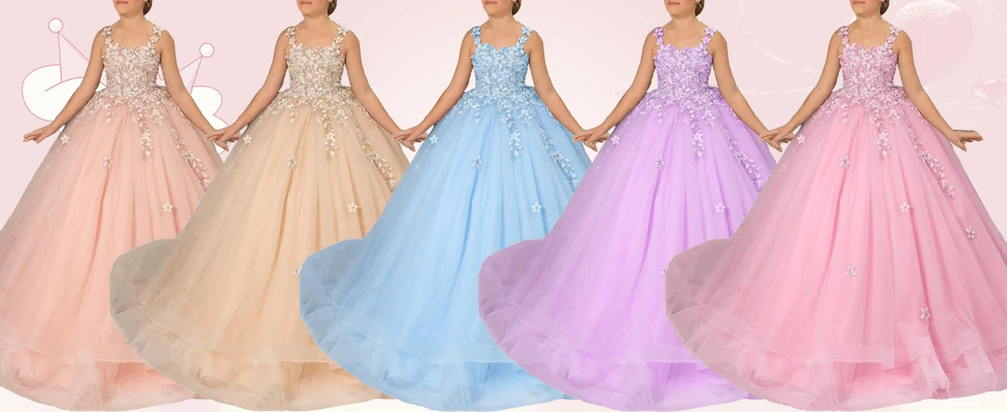 Kingbridal Flower Girl Dresses for Wedding Lace Princess First Communion Formal Dresses Tulle Pageant Ball Gowns Princess Dress