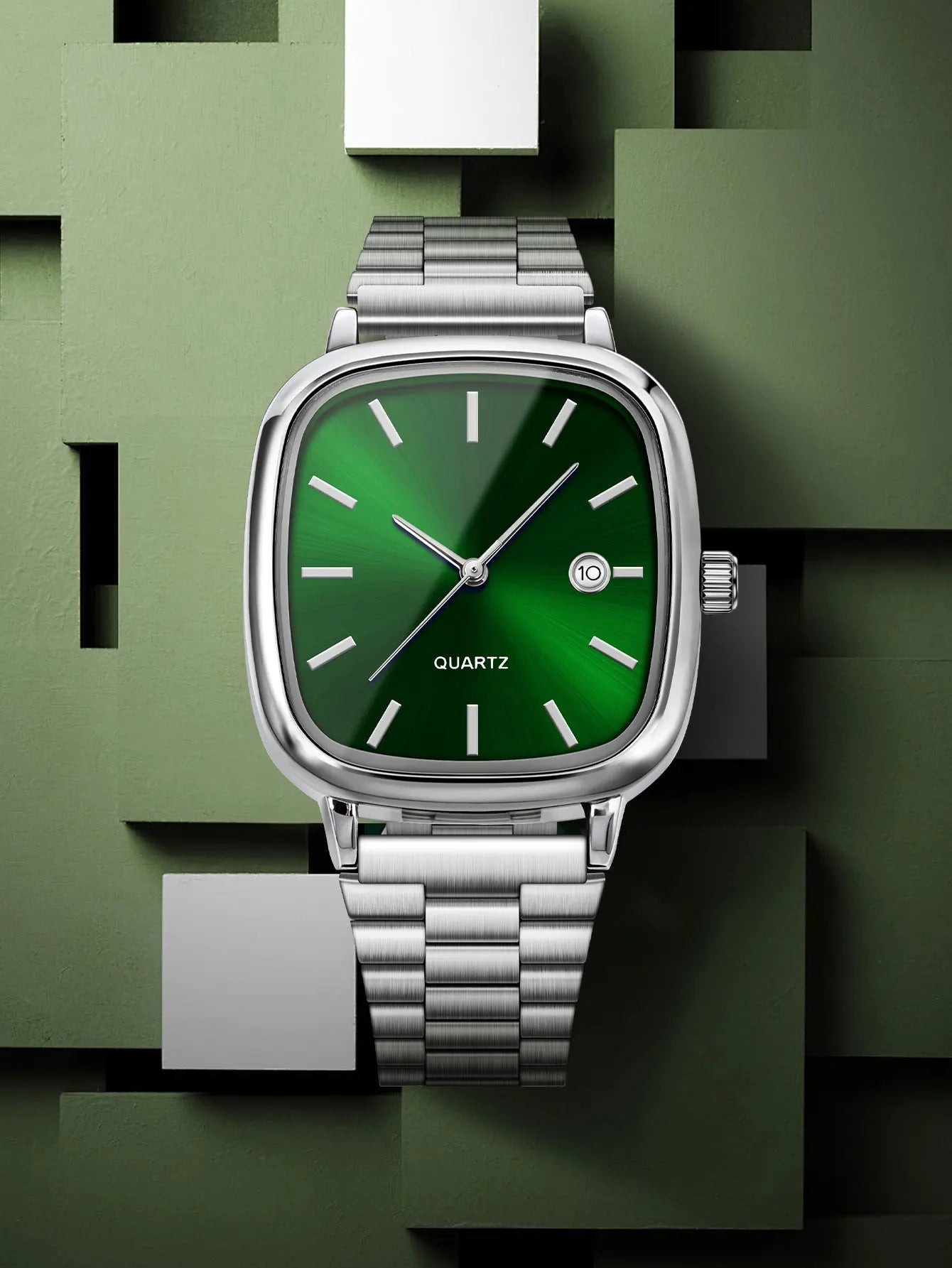 LUCKY FOX Modern minimalist square watch Business mens metal watch stainless steel chain multi-scene commuter watch