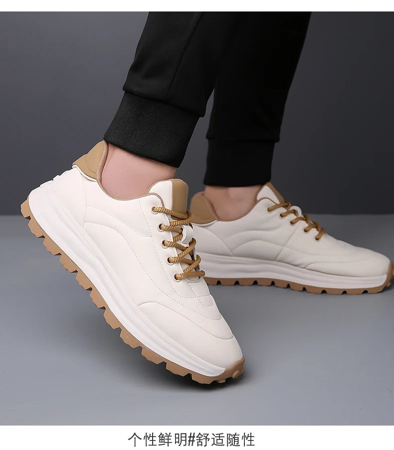 2025 New High-Quality Casual Sports Shoes With Breathable Leather Surface Anti Slip Soft Sole Round Toe Sports Shoes 38-44