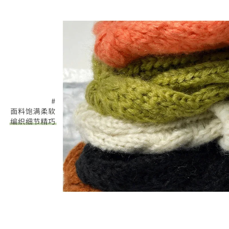 New Hat Women's Coarse Knitted Knitted Wool Hat Autumn and Winter Versatile Big Head Circumference Green Loose Ins Trendy F
