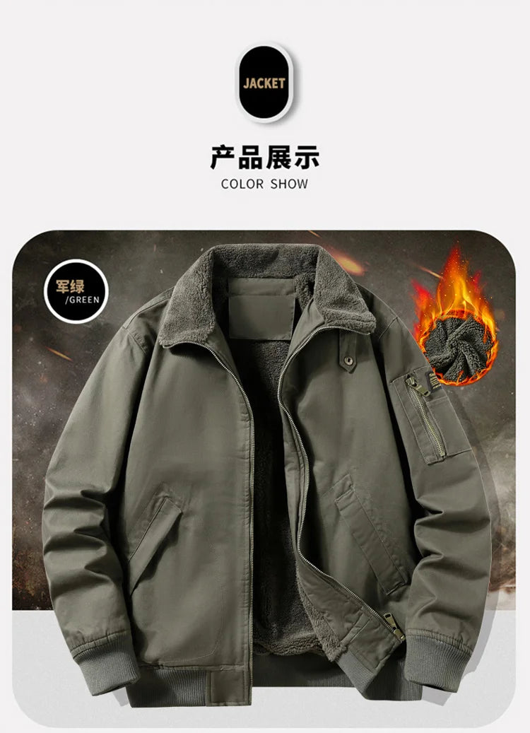 Winter Fashion Trendy Jacket for Men, Padded with Fleece and Thickened Lambswool, Casual and Loose-fitting,Warm Clothing for Men