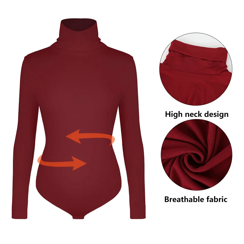 High Neck Bodysuit Women's Long Sleeved Shapewear Tummy Control Body Shaper Sexy Briefs Female Warm Clothing Autumn Winter New