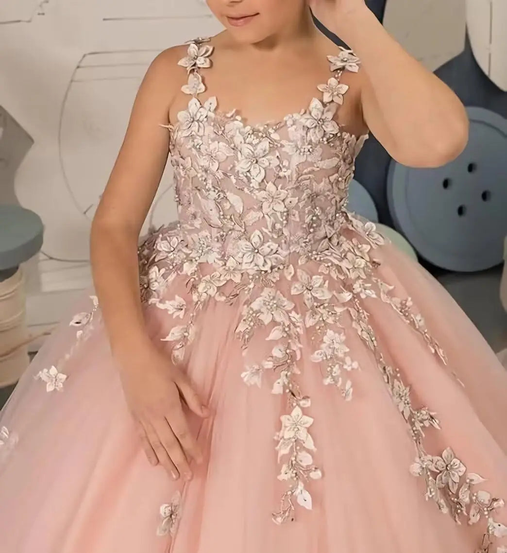 Kingbridal Flower Girl Dresses for Wedding Lace Princess First Communion Formal Dresses Tulle Pageant Ball Gowns Princess Dress