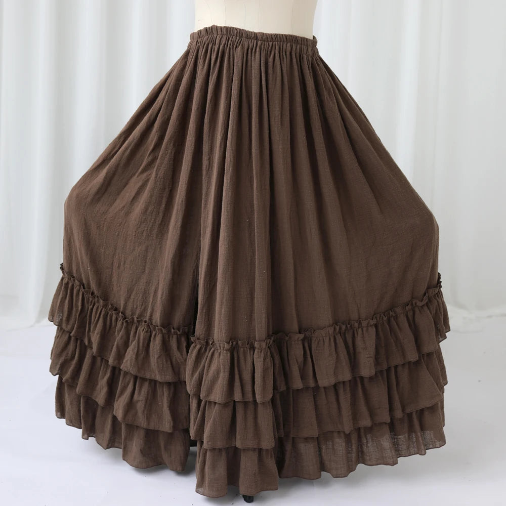 Knitted Bra&Linen Cotton Three-Layer Lace Boho Style Dress Two-Piece Set Photography Dress For Women Photography Props Dress