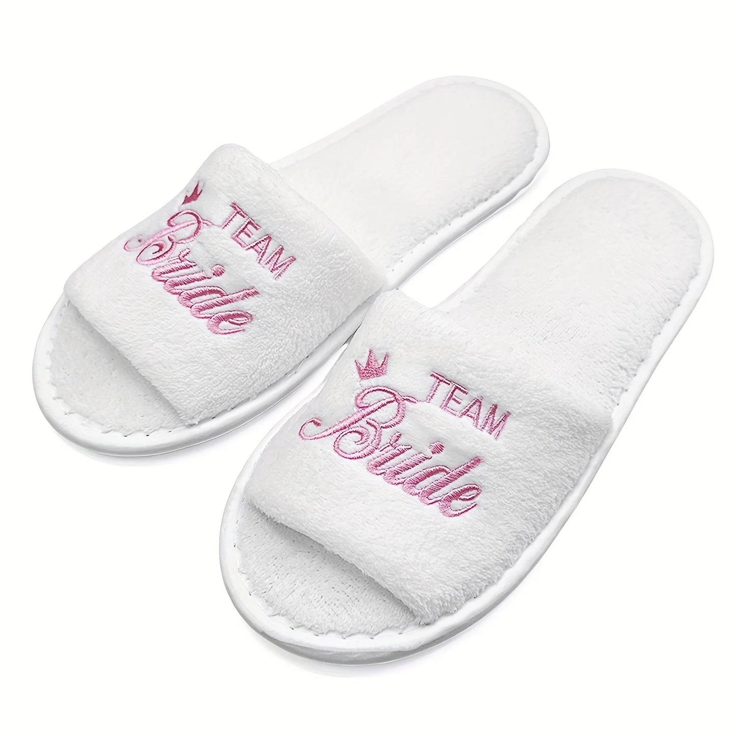Bridal Party Slippers Set, With Embroidery, Lightweight Cozy Soft Sole Flats, for Brides, Bridesmaids, Guests & Bachelorettes