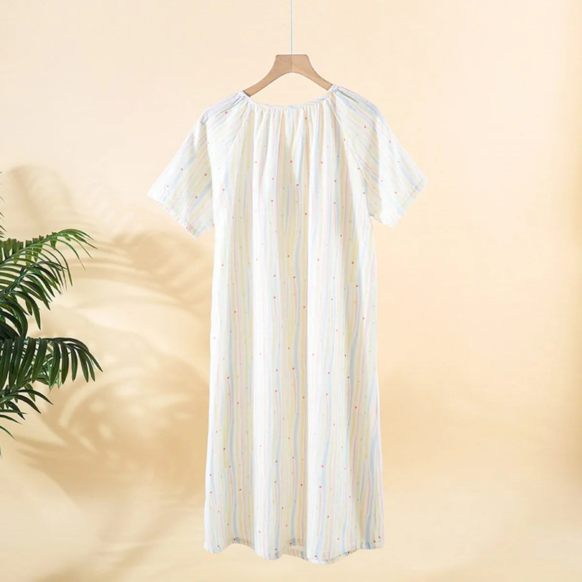 Sleeping Nightdress for Women Thin Cotton Homewear Colorful Striped Printed Pink Color Girls' Home Clothes Women Nightwear