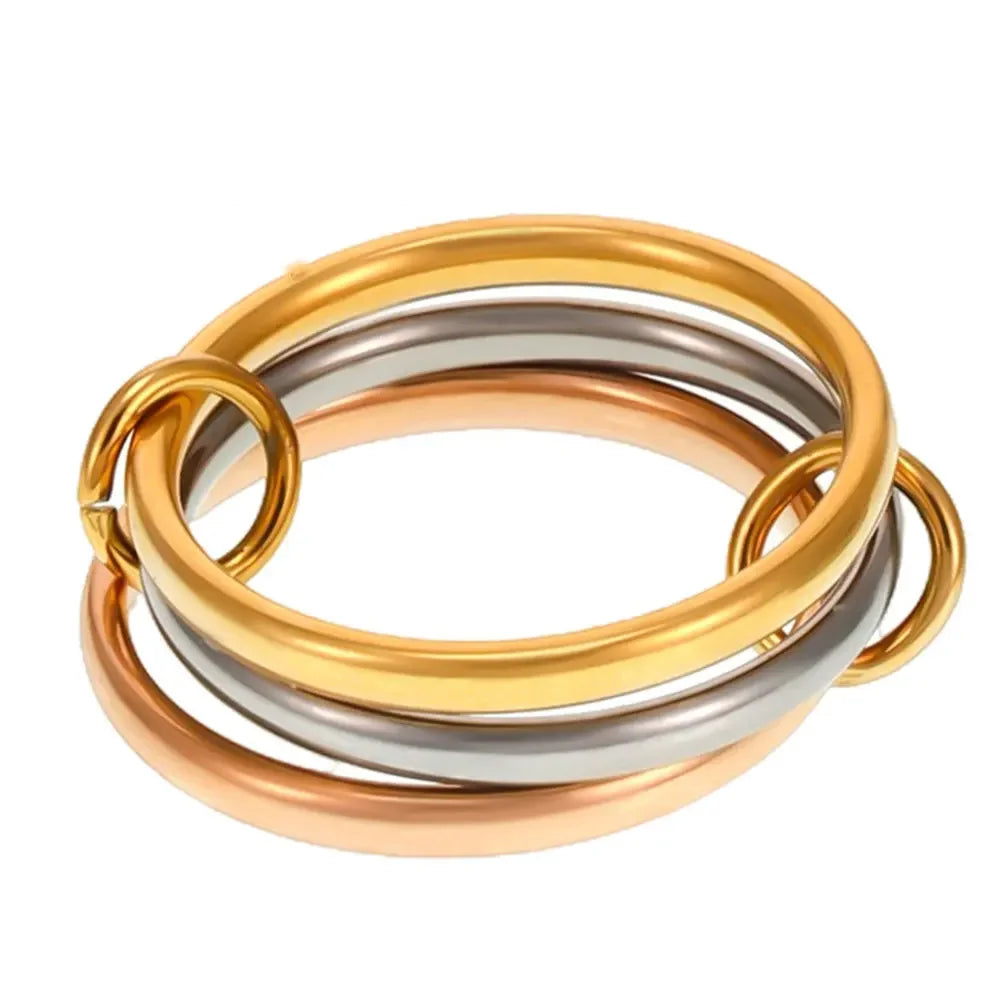 Stacking Rings Stainless Steel 3-layer Mixed Color Women's Ring New Waterproof Jewelry Party Birthday Gift