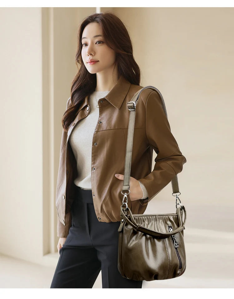 Women's Bag Bucket bag Handbags Female Handbags Retro Solid Color PU Leather Shoulder Underarm Bags Ladies Shopper Hobos Bags