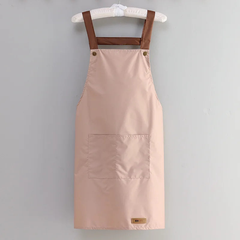Kitchen Apron Rivet Strap Leather Apron Multi-functional Stain-resistant Oil-proof Waterproof Cooking Solid Color Hotel Workwear
