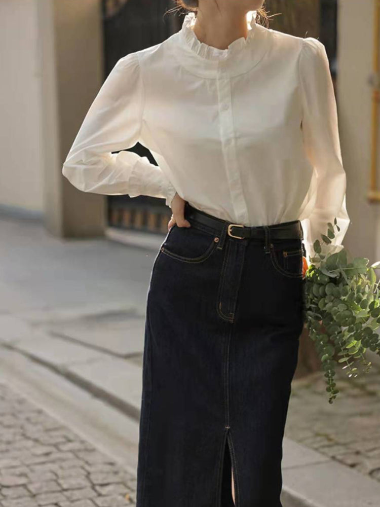 Shirts Women Temperament Design Tender Retro Sweet Korean Style Femme Ins Fashion Pure Spring All-match Daily Leisure Minimalist