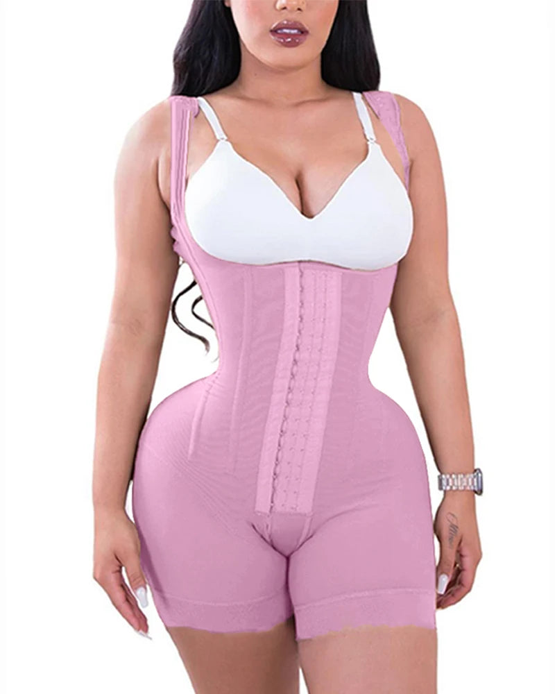 Women's  A Comfy Shaping Jumpsuit Flatten Abdomen Waist and Hips Zip Front Closure Shapewear Firm Tummy Compression Butt Lifter