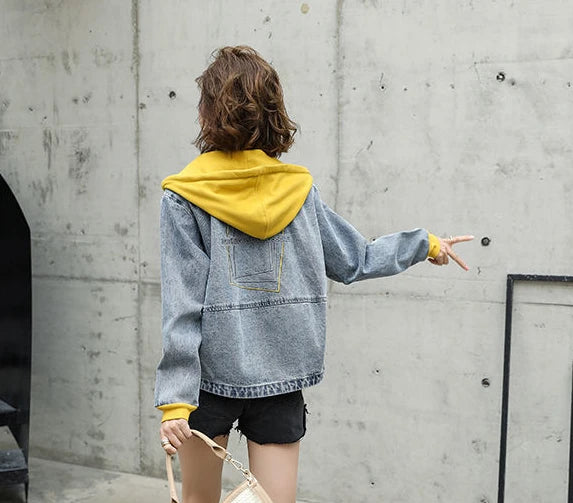 Outerwears Embroidered Spring Autumn Hooded Female Jeans Coat with Print Graphic Women's Denim Jackets Luxury Low Price Harajuku