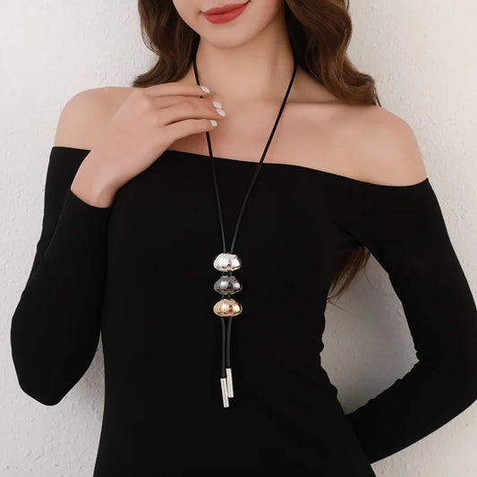 Long Necklace Simple Pendant Geometric Accessories Women's Sweater Chain