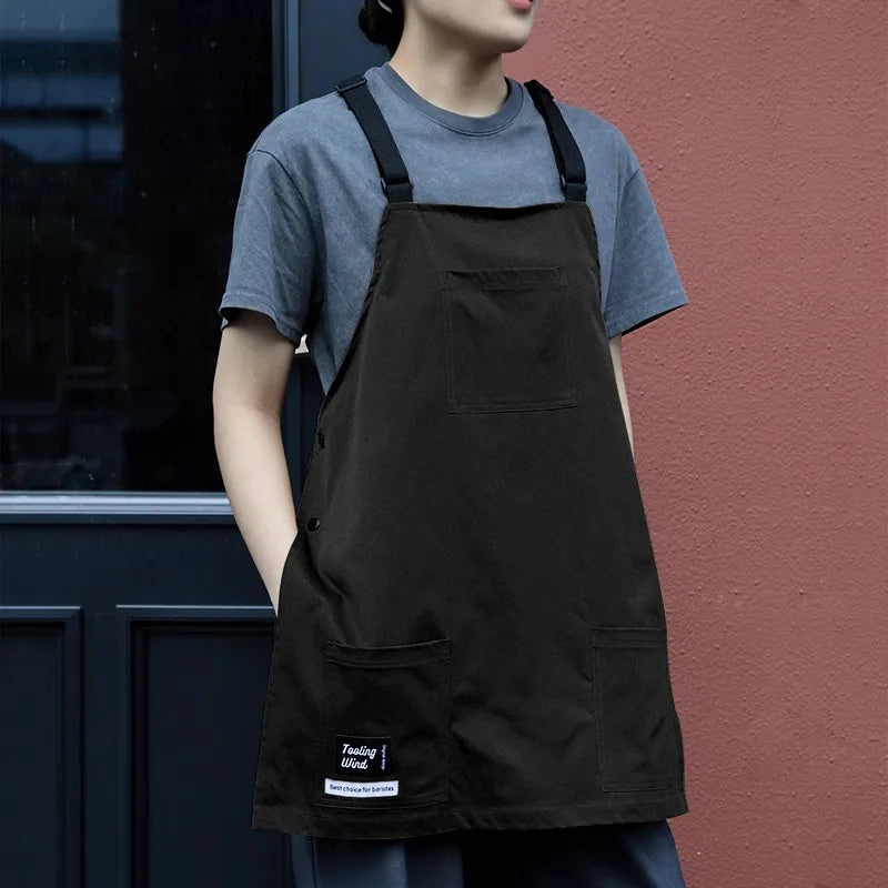 Kitchen Catering Cafe Work Waterproof Apron with Pockets Stain-resistant Detachable Men Women Hairdressing Barista Apron Vest
