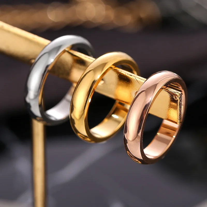 Fashion rose gold smooth circle ring Men's and Women's Exclusive Couple Wedding Ring High quality Simple Rings  jewelry