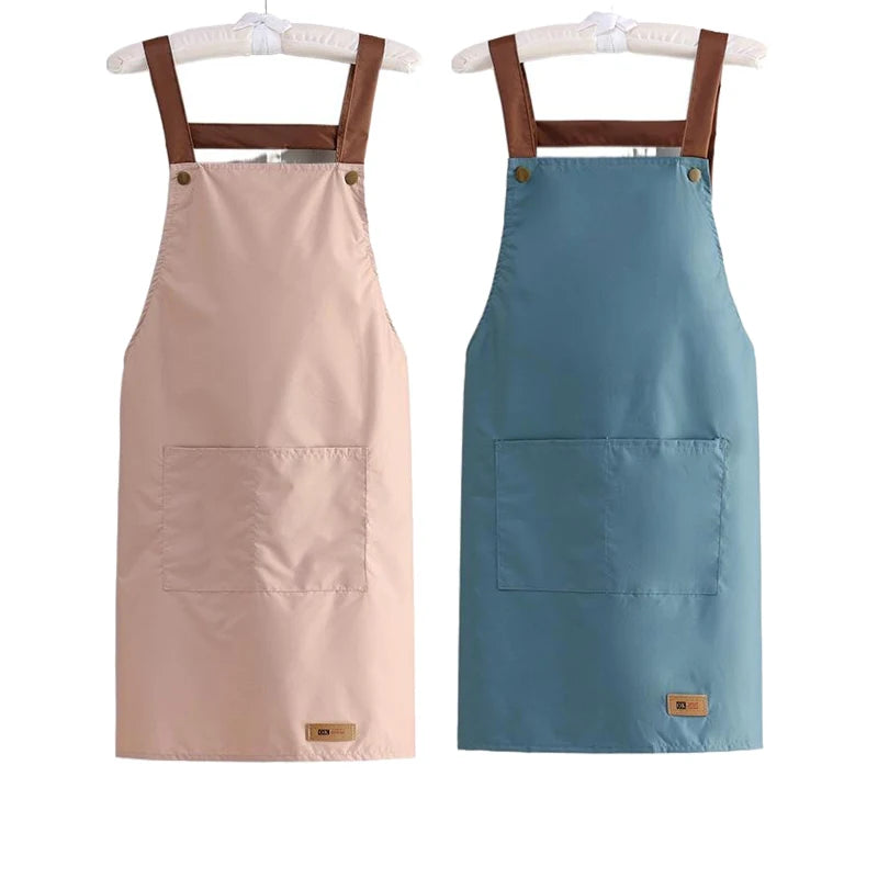 Kitchen Apron Rivet Strap Leather Apron Multi-functional Stain-resistant Oil-proof Waterproof Cooking Solid Color Hotel Workwear