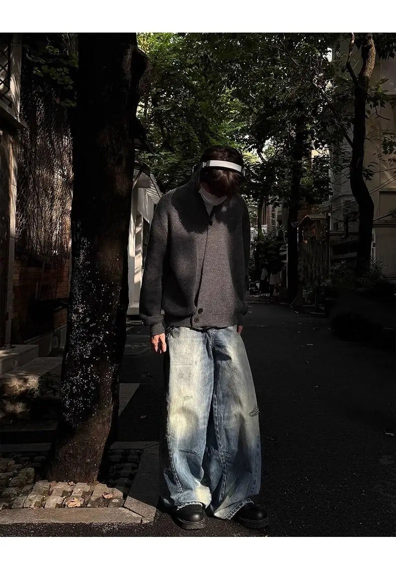 Sweater and Sweater Jacket Men's Autumn Cardigan Solid Color Versatile Relaxed Lazy and High-end Top Couple's Jacket