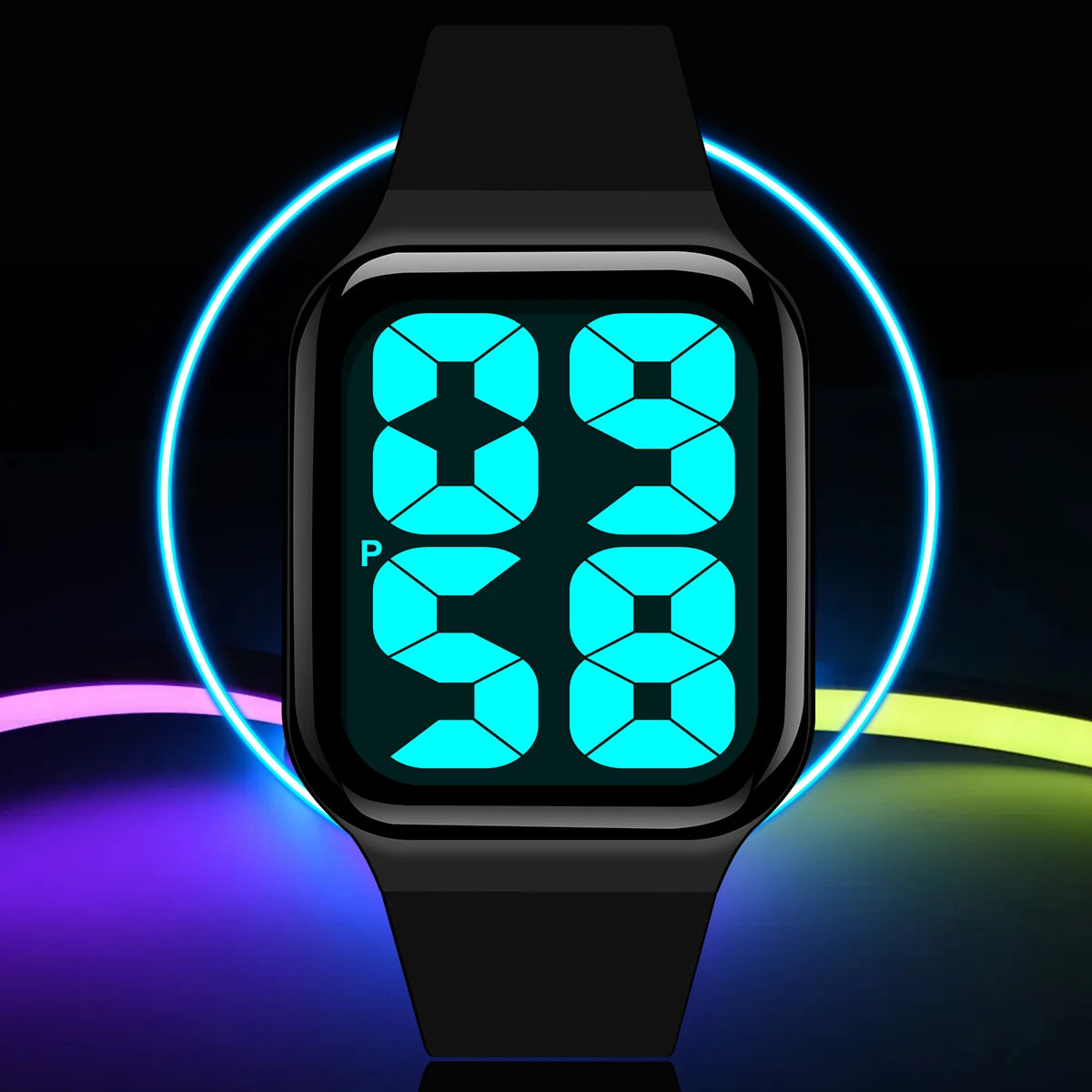 Men's and women's fashionable casual electronic watch with large dial, large numbers, minimalist design, waterproof watch