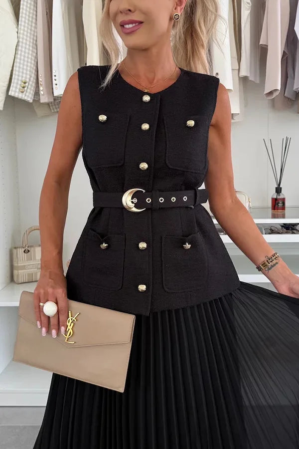 Elegant Long Dresses 2 Piece Set Women Summer Autumn Top Single Breasted Tweed Jacket A Line Chiffon Maxi Skirts Suits Outfits