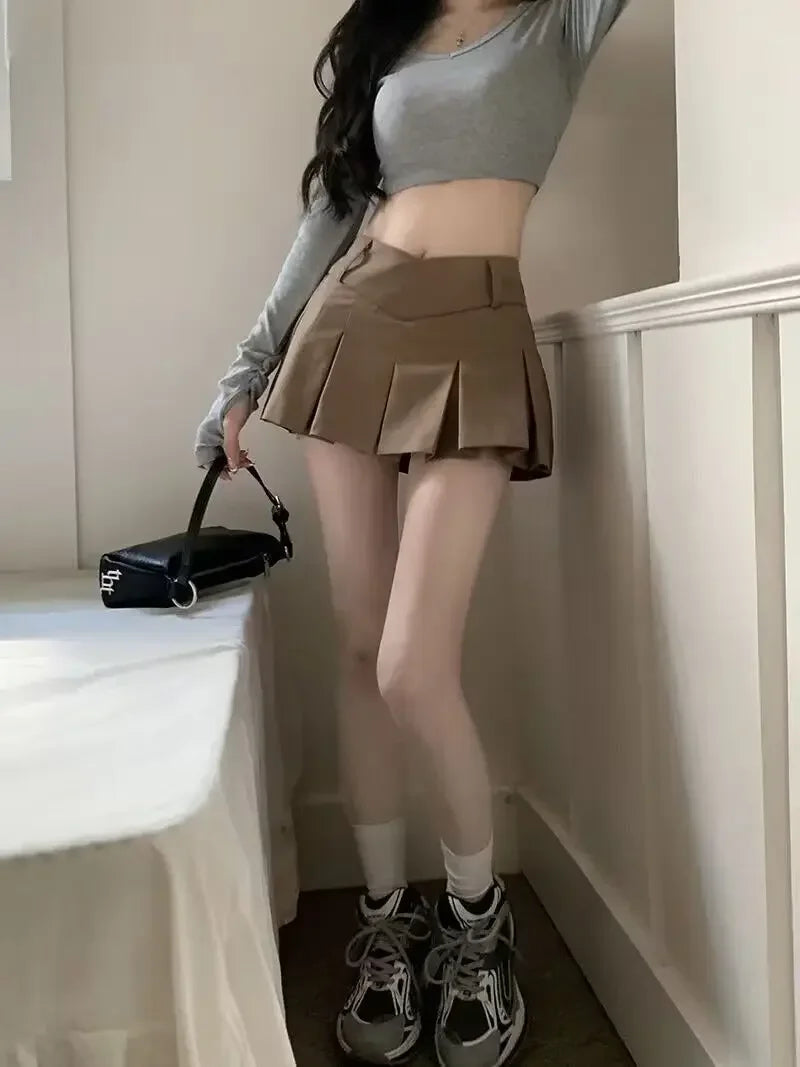 Skirts New Style Fashion Summer Sexy Retro V Waist Casual Outfits Ladies Streetwear Female Girls Women Mini Short Pleated Skirts