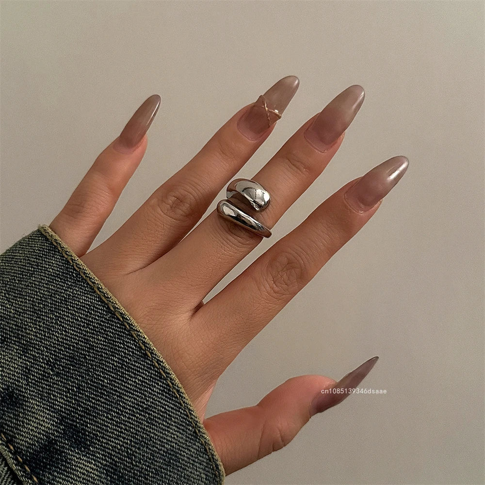 Wide Metal Bangle Ring for Women Gold and Silver Color Chunky Waterdrop Open Wrist Cuff Thick Irregular Twisted Bracelet Jewelry
