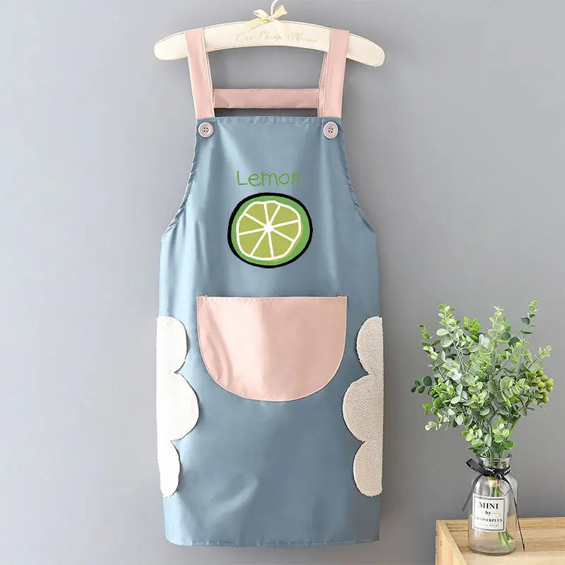 Kitchen Aprons for Woman Men Chef Work Apron for Grill Restaurant Bar Shop Cafes Beauty Nails Studios Uniform Avocado Lemon