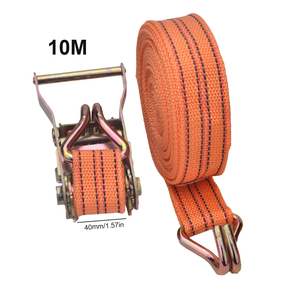 Heavy Duty Ratchet Tie Down Straps 3-10 Meter Long 40mm Wide Double Hook Lashing Belt for Truck Cargo Securing Transport Binding