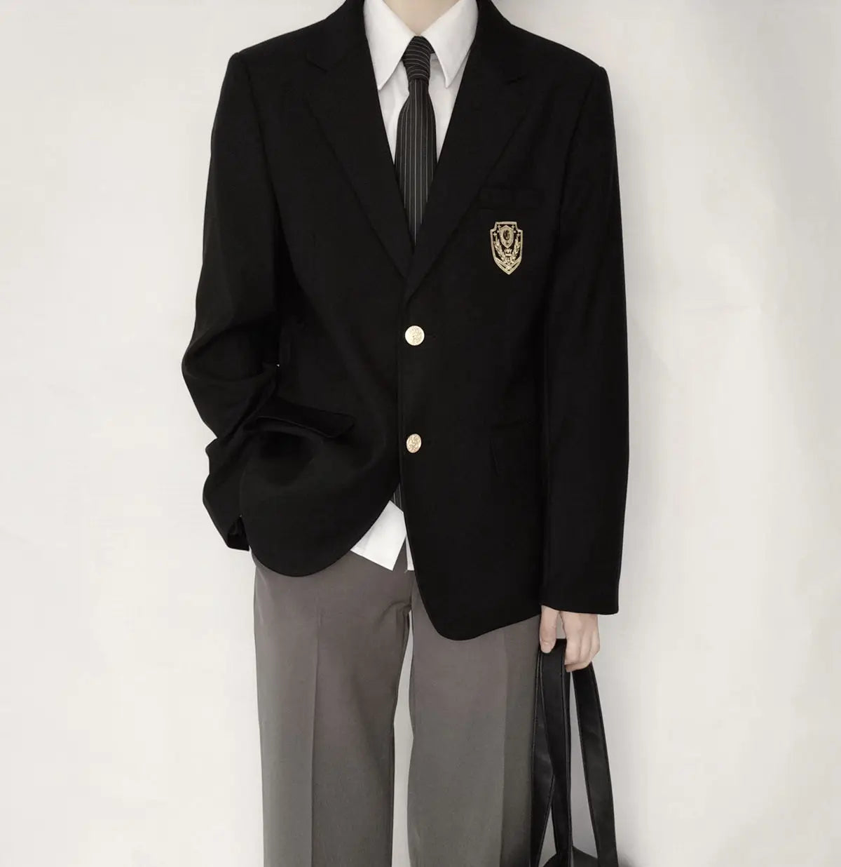 Blazer for Women Notched Collar Single Breasted Black Blazers Outwear JK College Student Uniform Autumn Loose Streetwear Chic