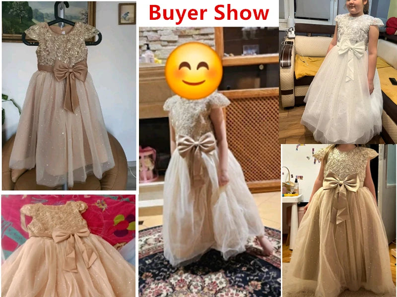 Elegant Teens Girls Dress Lace Princess Pageant Birthday Party First Communion Gowns Bridesmaid Flower Girl Dresses For Wedding