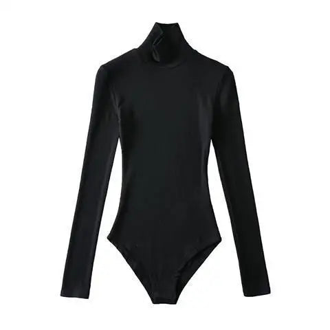 Women's High Neck Bodysuit Long Sleeved Shapewear Tights Body Shaper Lady streetwear Female Warm Clothing crotch T shirt